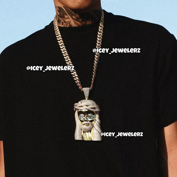 Mens Big Custom Iced Out Religious Crown Jesus Head Pendant Sterling Silver Mens Big Custom Iced Out Religious Crown Jesus Head Pendant Sterling Silver