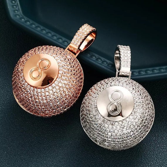 Iced Out Custom 8 Ball Pendant / Gift 