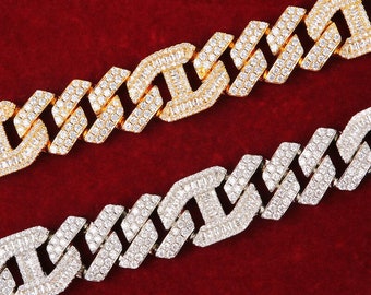 17mm Iced Out Baguette Clustered Miami Cuban Link Necklace / - Etsy