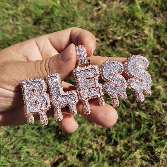 14k Iced Out Custom Drip Letter Name 