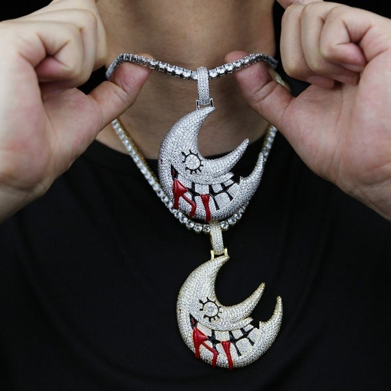 Iced Out Custom Anime Moon Pendant 