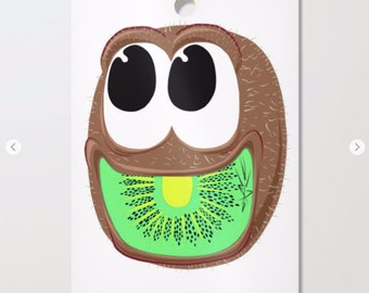 Cute Bold Kitchen or Restaurant Decor Happy Cute Kiwi Fruit Cutting Board