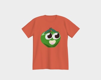 Cartoon Apple T-Shirt, Rundhalsausschnitt aus weicher Baumwolle, Unisex Relaxed Fit