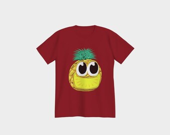 Cartoon Ananas T-Shirt, Rundhalsausschnitt aus weicher Baumwolle, Unisex Relaxed Fit