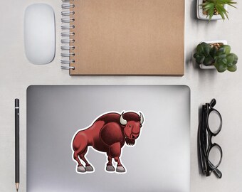 Büffel Aufkleber | Kanadische Wildtierkarikatur Vinyl Aufkleber
