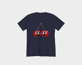 Cartoon Kirschen T-Shirt, Rundhalsausschnitt aus weicher Baumwolle, Unisex Relaxed Fit