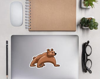 Grizzlybär Sticker | Kanadische Wildtierkarikatur Vinyl Aufkleber