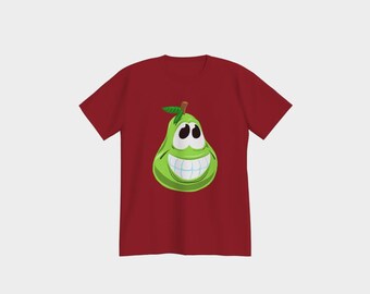 Cartoon Pear T-Shirt, Rundhalsausschnitt aus weicher Baumwolle, Unisex Relaxed Fit