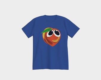Cartoon Peach T-Shirt, Rundhalsausschnitt aus weicher Baumwolle, Unisex Relaxed Fit