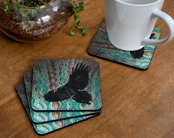 Der Rabe Untersetzer | Geschirr Design mit Vogel Design