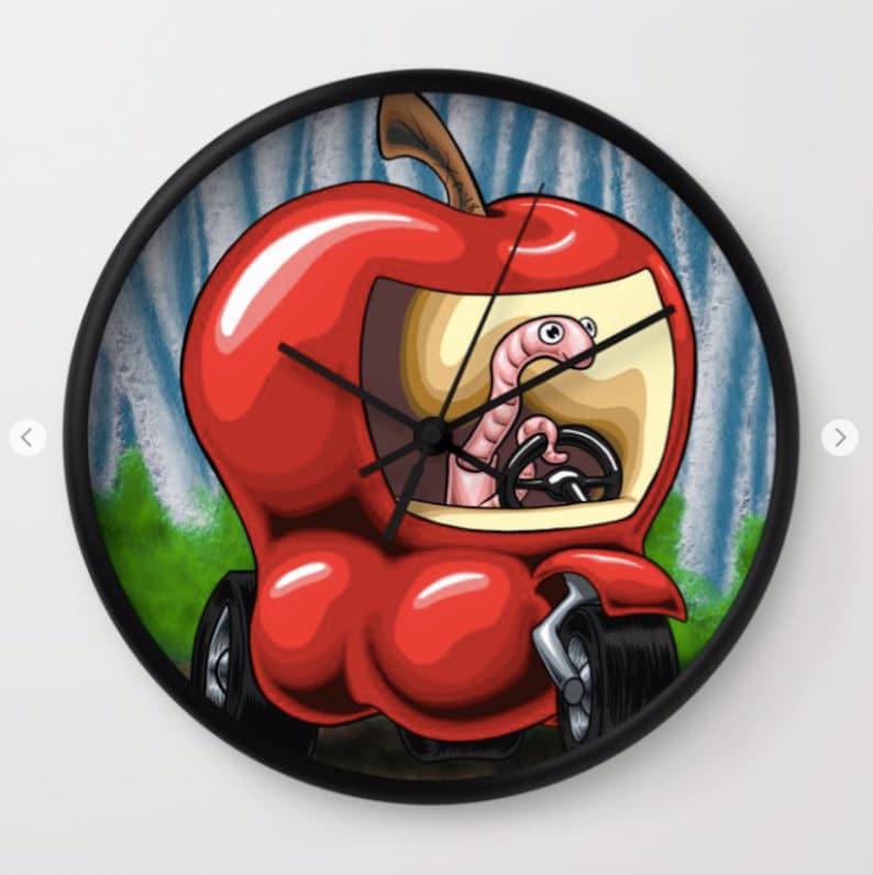 Worm Driving Apple Car Poster Kid's Bedroom or Daycare Etsy