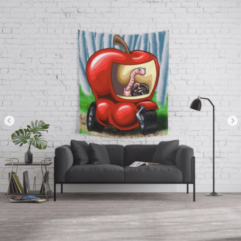 Worm Driving Apple Car Poster Kid's Bedroom or Daycare Etsy