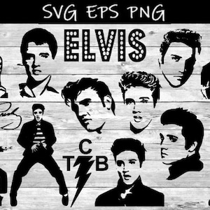 Elvis silhouette bundle SVG EPS PNG digital download file