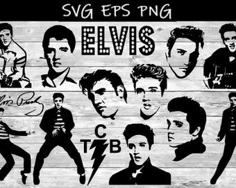Elvis silhouette bundle SVG EPS PNG digital download file
