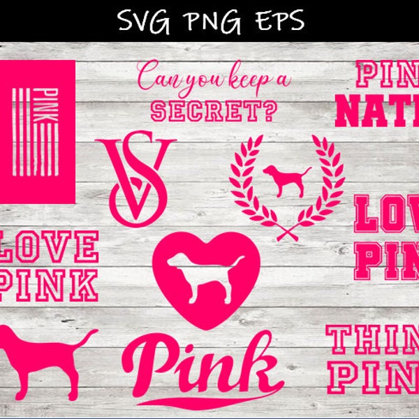 Victoria Secrets Pink bundle SVG PNG EPS Vector images