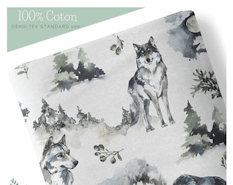 Tissu Amarok Loup des Montagnes 100%coton premium Oeko-Tex 132g