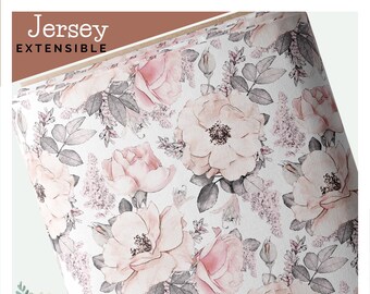 JERSEY Tissu Fleurs Vintage rose Oeko-Tex 200g lisse, aéré et extrêmement agréable au toucher