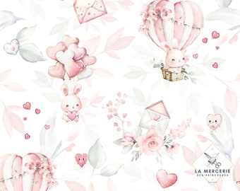 Fabric by the meter Lovely Bunny Oeko-Tex certified- Creation for children - La Mercerie des Princesses- Cotton, Jersey, French Terry, Waterproof