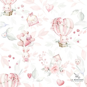 Tessuto al metro Lovely Bunny Certificato Oeko-Tex- Creazione per bambini - La Mercerie des Princesses- Cotone, Jersey, French Terry, Impermeabile