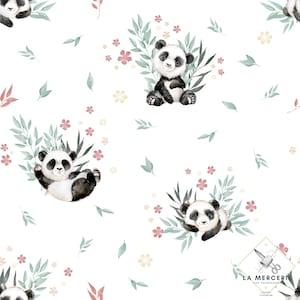 Tessuto Baby Panda al metro Certificato Oeko-Tex- Creazione per bambini - La Mercerie des Princesses- Cotone, Jersey, French Terry, Impermeabile