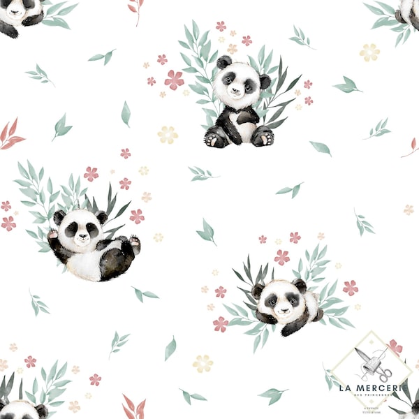 Tissu Baby Panda 100% coton premium Oeko-Tex  animaux