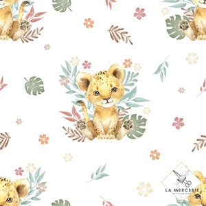 Tissu au mètre Lionceau Certifié Oeko-Tex Création pour enfant La Mercerie des Princesses Coton, Jersey, French Terry, Imperméable image 1