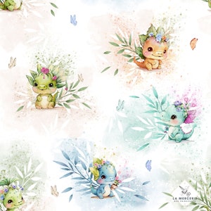 Fabric by the meter Little Dragons Oeko-Tex certified- Creation for children - La Mercerie des Princesses- Cotton, Jersey, French Terry, Waterproof