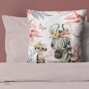Coupon de tissu Tropic Rose Zébre pour coussin, gigoteuse, tapis d'éveil 100% coton premium Oeko-Tex