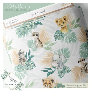 Tessuto al metro Tropic Green Certificato Oeko-Tex - Creazione per bambini - La Mercerie des Princesses - Cotone, Jersey, French Terry, Impermeabile