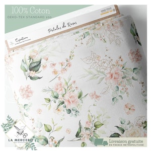 Tessuto al metro Petali certificato Oeko-Tex - Creation La Mercerie des Princesses - Cotone, Jersey, French Terry, Impermeabile