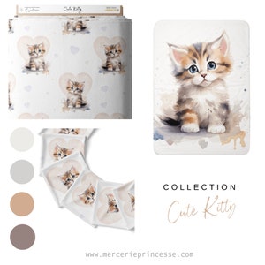 Coupon of Cute kitty cotton fabric for blanket 75x100cm Oeko-Tex Ideal for making a mixed baby or child blanket image 5