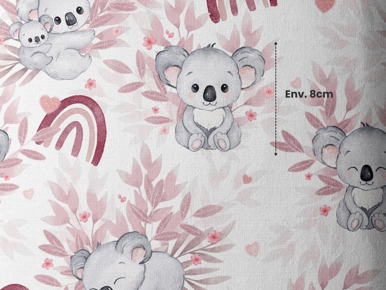 Tissu au mètre Koala Rose Certifié Oeko-Tex Création pour enfant La Mercerie des Princesses Coton, Jersey, French Terry, Imperméable image 5