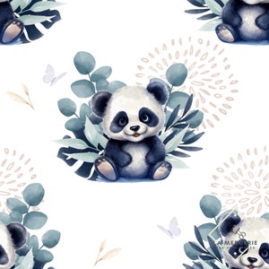 Tessuto al metro Happy Panda Certificato Oeko-Tex - Creazione per bambini - La Mercerie des Princesses - Cotone, Jersey, French Terry, Impermeabile