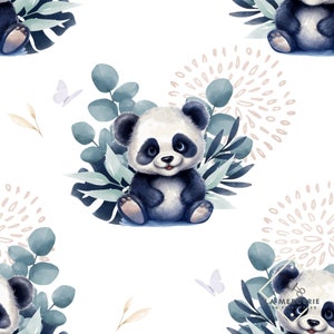 Tissu coton imprimé pour enfants Panda joyeux Certifié Oeko-Tex® image 1