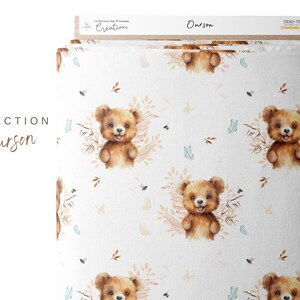 Bear fabric by the meter from Mercerie des Princesses Ideal for a child's teddy bear theme creation Cotton, Jersey, French Terry, Waterproof image 2