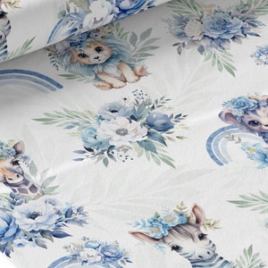 Tessuto di cotone Blu Savana Certificato Oeko-Tex - Creazione per bambini - La Mercerie des Princesses - Cotone, Jersey, French Terry, Impermeabile