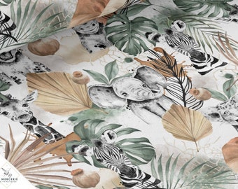 Tissu au mètre Savane Africaine de la Mercerie des Princesses- Idéal Création Enfant thème Savane. 11 matières disponibles