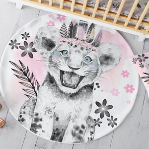 Rosa-schwarzes Savane-Stoff-Gutscheinpanel zur Herstellung eines 100 cm großen runden Bodenteppichs und 2 50 cm großen Kissen für COUTURIERE