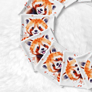 Painéis de cupons para fazer lenços umedecidos, Panda Vermelho, 10 quadrados de 12x12 cm 100% algodão Oeko-Tex