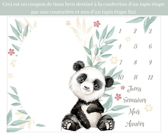Coupon tissu Baby Panda panneaux pour création d'un tapis étape, tapis photo, 75x100cm  100% coton  Oeko-Tex