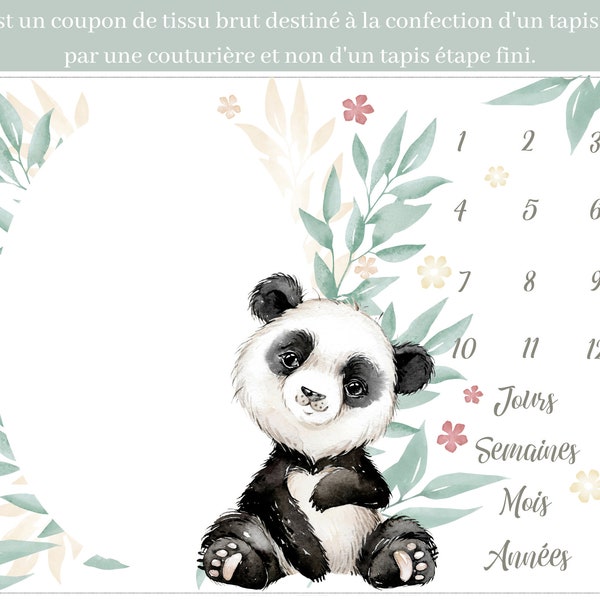 Baby-Panda-Stoff-Gutscheinplatten zum Erstellen einer Trittmatte, Fotomatte, 75 x 100 cm, 100 % Baumwolle, Öko-Tex