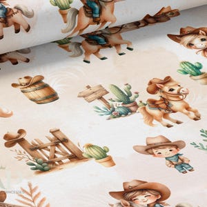 Tessuto al metro Cowboy Certificato Oeko-Tex - Creazione per bambini - Merceria Principesse - Cotone, Jersey, French Terry, Impermeabile
