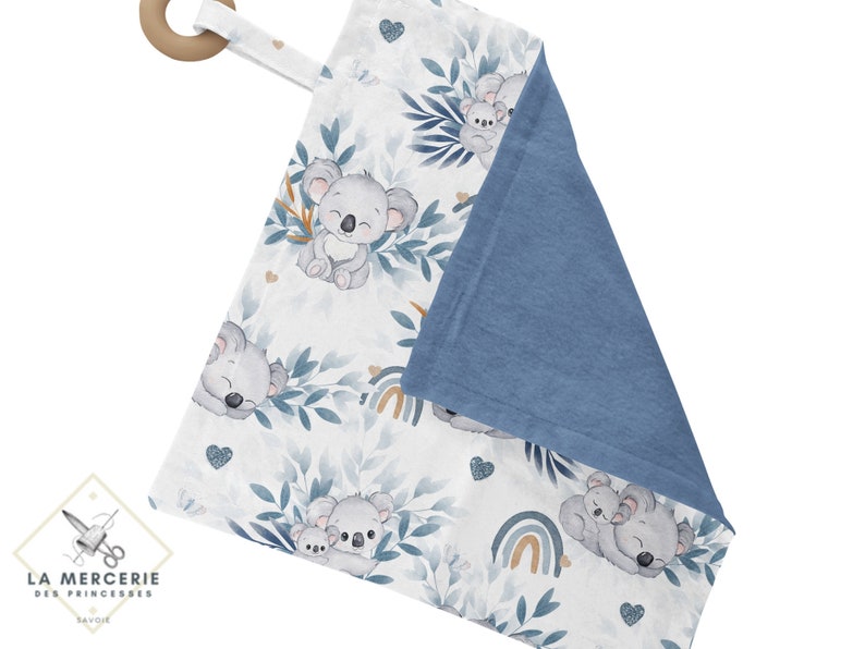 Tissu au mètre Koala Bleu Certifié Oeko-Tex Création pour enfant La Mercerie des Princesses Coton, Jersey, French Terry, Imperméable image 6