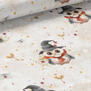 Tessuto al metro Gufi Magici Certificato Oeko-Tex- Creazione per bambini - La Mercerie des Princesses- Cotone, Jersey, French Terry, Impermeabile