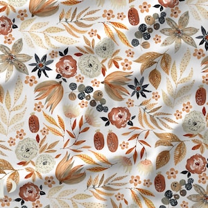 Tessuto al metro Fiori Selvatici Autunno Oeko-Tex, Cotone, Jersey, French Terry, Impermeabile