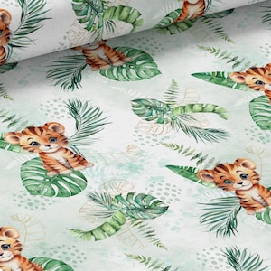 Tessuto al metro Savannah Baby Tiger di Mercerie des Princesses - Ideale per creazioni per bambini, tema safari, cotone, jersey, french terry, impermeabile