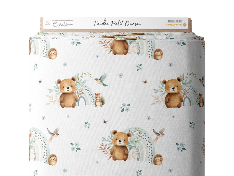 Fabric by the meter Tender Little Bear from Mercerie des Princesses Ideal Children's Creation. Cotton, Jersey, French Terry, Waterproof image 5