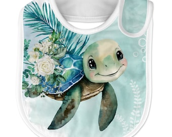 Coupon panneaux pour la confection de Bavoirs Tortue garçon NAISSANCE 100% coton  Oeko-Tex