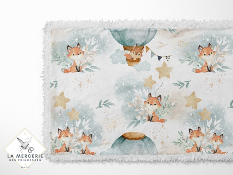 Fabric by the meter Lovely Fox Celadon Certified Oeko-Tex Children's creation La Mercerie des Princesses Cotton, Jersey, French Terry, Waterproof image 6