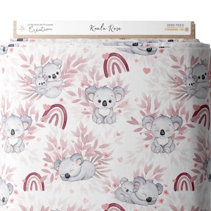 Tissu au mètre Koala Rose Certifié Oeko-Tex Création pour enfant La Mercerie des Princesses Coton, Jersey, French Terry, Imperméable image 3